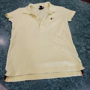 VTG RARE Ralph Lauren Rugby Big Kicker Short Sleeve Yellow Polo Shirt SZ Small